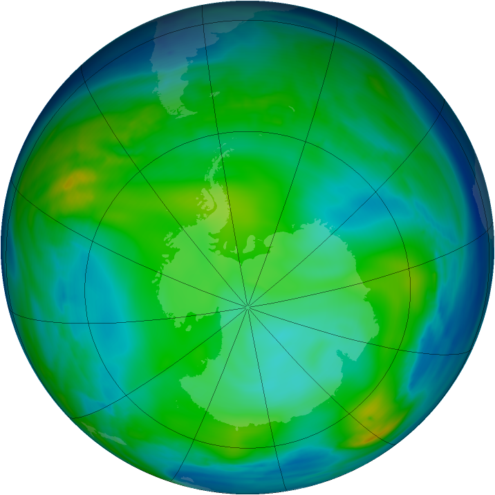 Antarctic ozone map for 02 July 2006